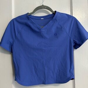 Lululemon Grid-Texture Cropped Tennis Short-Sleeve Shirt